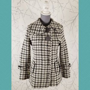 Soia & Kyo White Houdstooth Wool Blend Peacoat